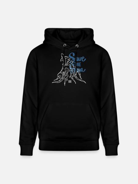 Save The Ocean Line Art  - Stanley/Stella CRUISER Unisex Organic Hoodie - black