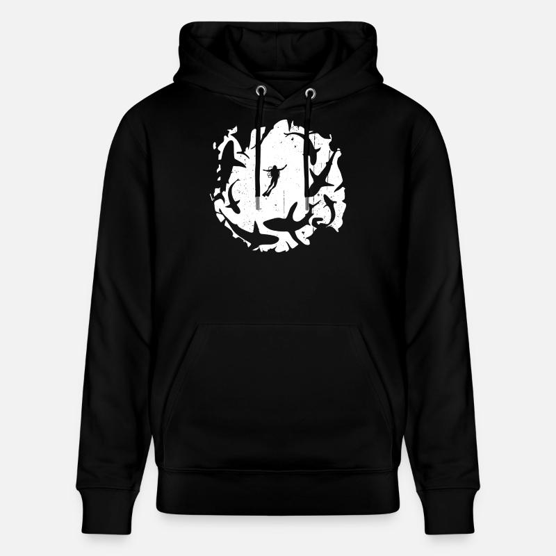 Plongeur en silhouette circulaire de requin - Sweat à capuche bio CRUISER Stanley/Stella Unisexe - noir