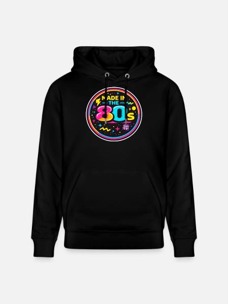 80s Neon Nostalgia Sticker - Stanley/Stella CRUISER Unisex Organic Hoodie - black