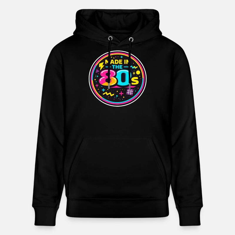 80er Neon Nostalgie Sticker - Stanley/Stella Unisex Bio-Hoodie CRUISER  - Schwarz