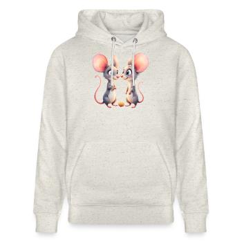 Petites souris face à face - Sweat à capuche bio CRUISER Stanley/Stella Unisexe - beige chiné - Devant - Alina (178cm) & Michal (187cm)