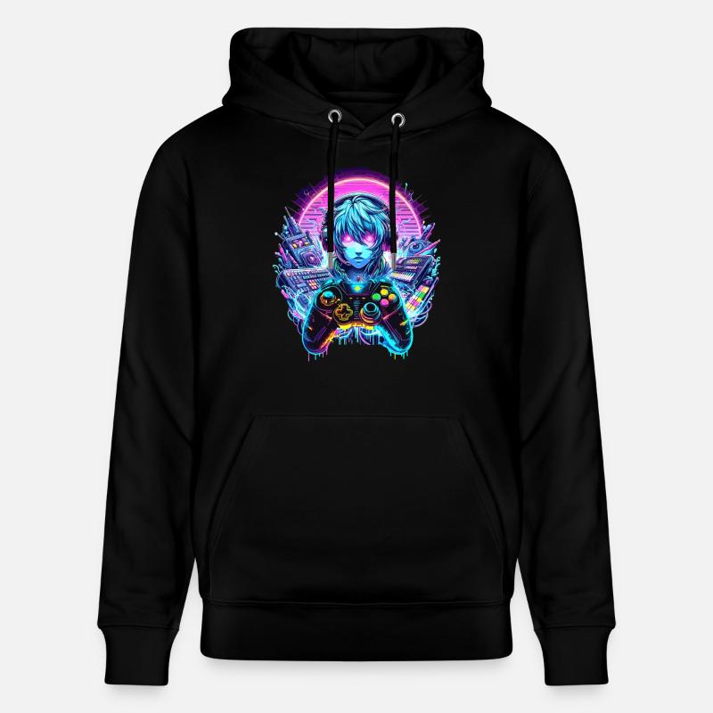 Gamer Headset Anime Synthwave Art - Stanley/Stella Unisex Bio-Hoodie CRUISER - Schwarz