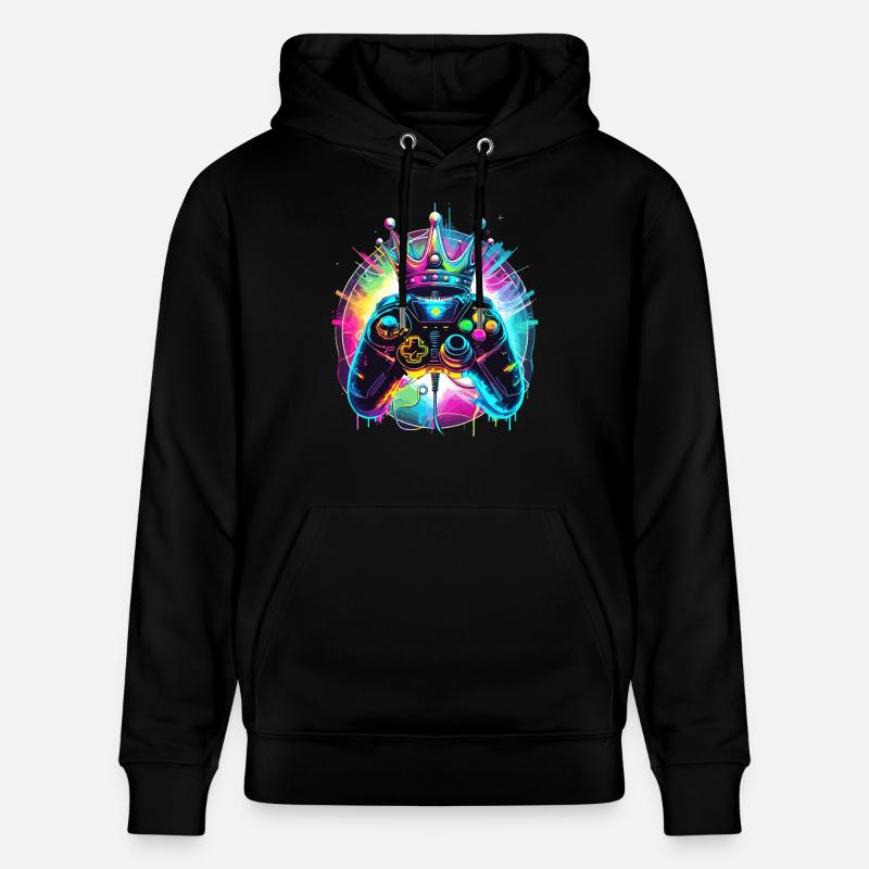 Manette de jeu avec couronne - Sweat à capuche bio CRUISER Stanley/Stella Unisexe - noir