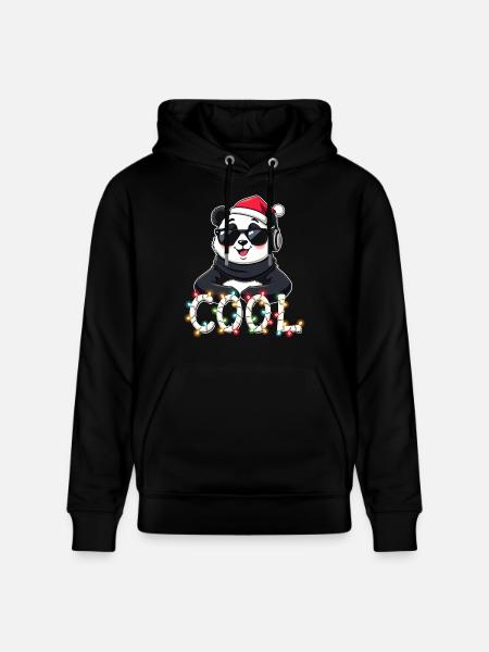 cool panda christmas - Stanley/Stella CRUISER Unisex Organic Hoodie - black