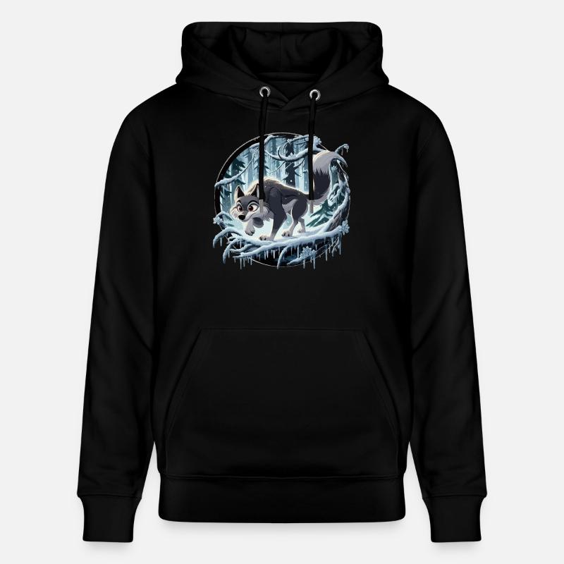 Wolf im eisigen Wald - Stanley/Stella Unisex Bio-Hoodie CRUISER  - Schwarz