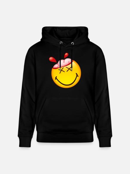 Smiley Glossy Happy Brain - Stanley/Stella CRUISER Unisex Organic Hoodie - black