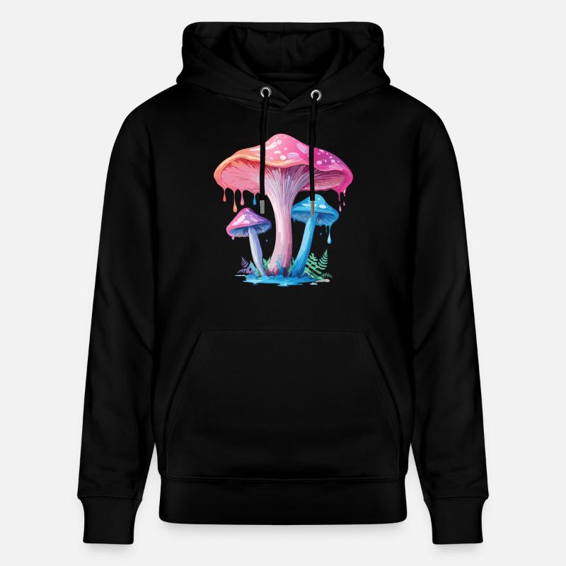 Champignon rose bleu - Sweat à capuche bio CRUISER Stanley/Stella Unisexe - noir