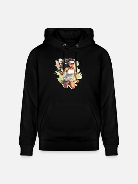 Tennis player - illustration - Stanley/Stella CRUISER Unisex Organic Hoodie - black
