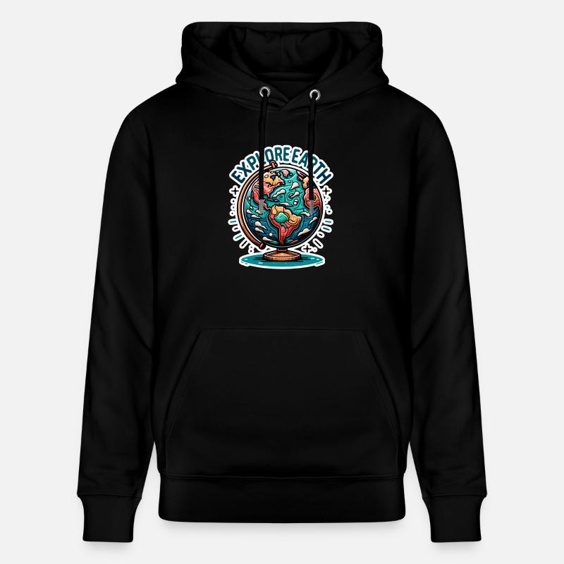 Explore Earth - Erde Illustration - Stanley/Stella CRUISER Unisex Organic Hoodie - black