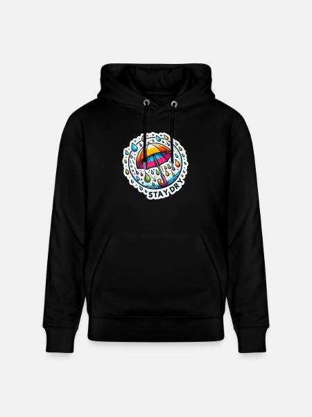Stay Dry - Umbrella Illustration - Stanley/Stella CRUISER Unisex Organic Hoodie - black
