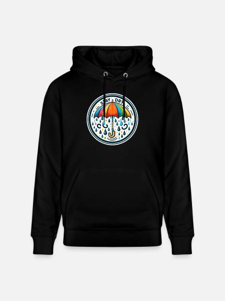 Stay Dry - Umbrella Illustration - Stanley/Stella CRUISER Unisex Organic Hoodie - black