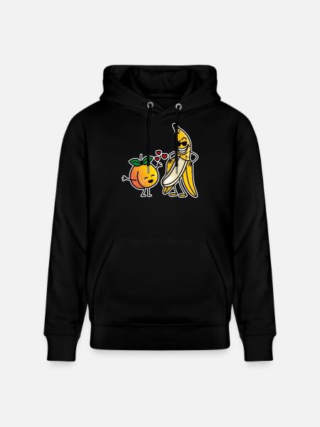 Giorno di biglietti di S. Valentino divertente del sesso delle coppie della banana della pesca - Felpa con cappuccio ecologica unisex CRUISER di Stanley/Stella - nero