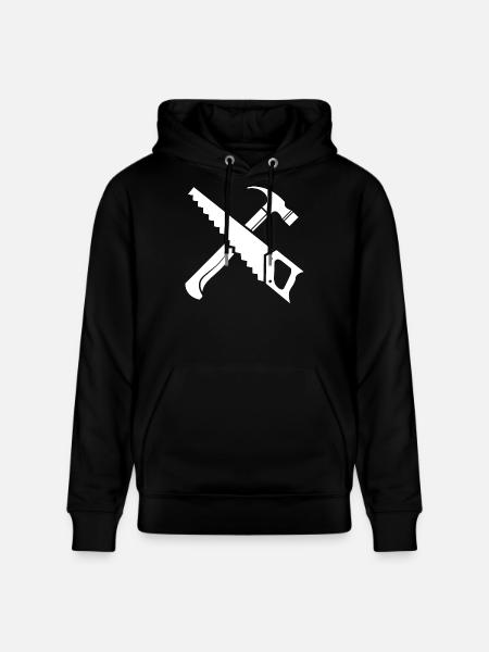 Saw Hammer Tool Symbol Gave Saw Ikon - Stanley/Stella CRUISER økologisk unisex-hoodie - sort