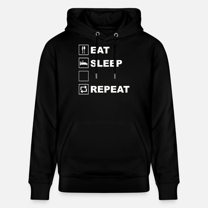 Disposition des icônes Eat Sleep Repeat - Sweat à capuche bio CRUISER Stanley/Stella Unisexe - noir