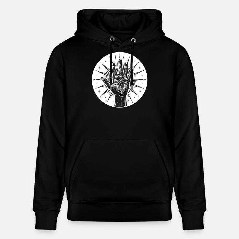 Main étoile avec flashs - Sweat à capuche bio CRUISER Stanley/Stella Unisexe - noir