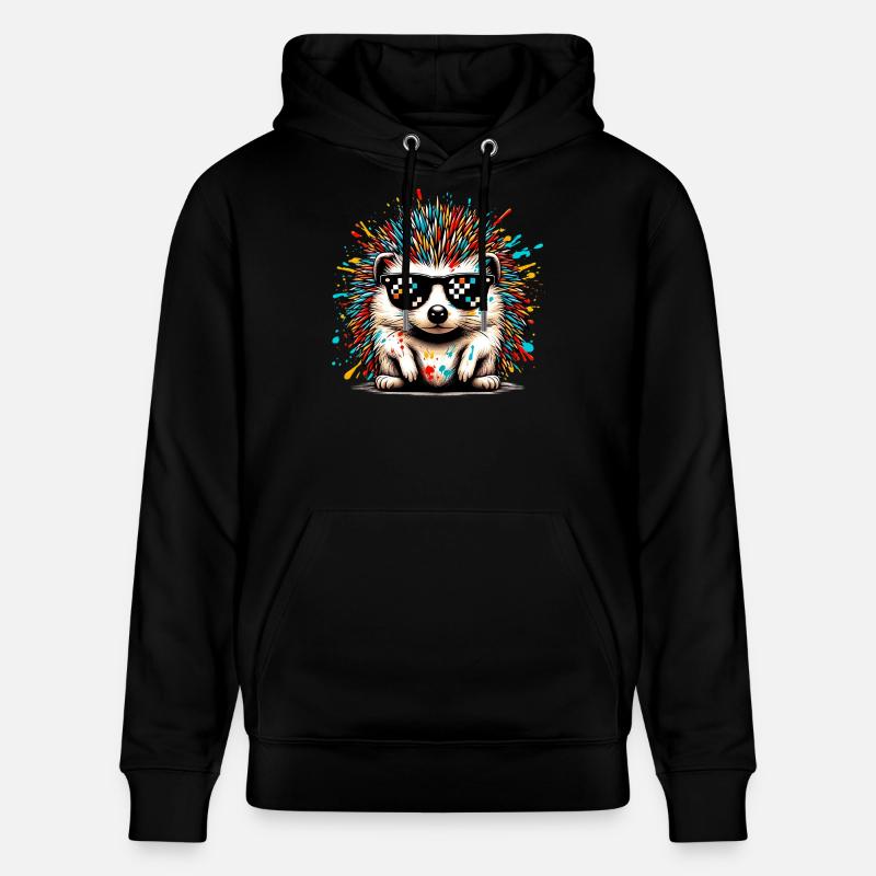 Hérisson avec lunettes de soleil - Sweat à capuche bio CRUISER Stanley/Stella Unisexe - noir