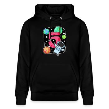 5 Geburtstag Junge - 5 Jahre alt - Ich bin 5 - Stanley/Stella Unisex Bio-Hoodie CRUISER  - Schwarz - Vorne - Alina (178cm) & Michal (187cm)