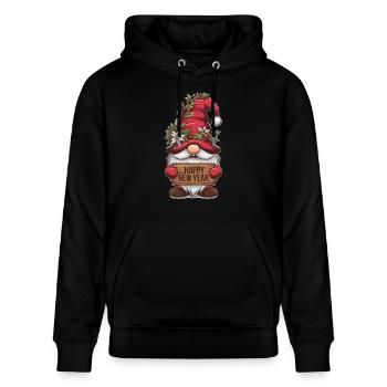Gnom Zwerg Happy New Year - Stanley/Stella Unisex Bio-Hoodie CRUISER  - Schwarz - Vorne - Alina (178cm) & Michal (187cm)
