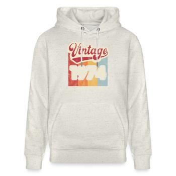 Jahrgang 1974 - Stanley/Stella Unisex Bio-Hoodie CRUISER  - Beige meliert - Vorne - Alina (178cm) & Michal (187cm)