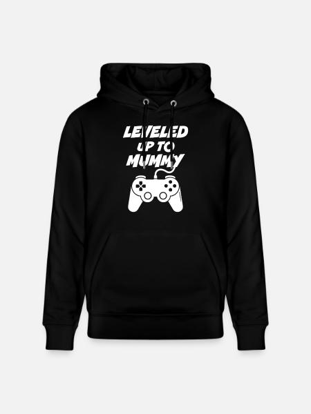 Leveled up to Mummy - Stanley/Stella CRUISER Unisex Organic Hoodie - black