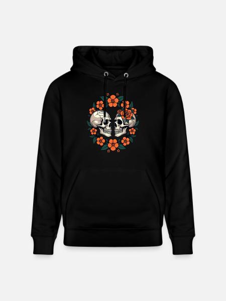 Dødningehoveder og blomster Mørk Æstetisk Blomster - Stanley/Stella CRUISER økologisk unisex-hoodie - sort