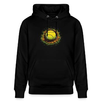 Tennis ball - Stanley/Stella Unisex Bio-Hoodie CRUISER  - Schwarz - Vorne - Alina (178cm) & Michal (187cm)