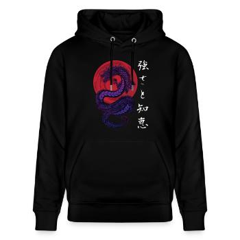 Japan Japanese Dragon Vintage Anime - Stanley/Stella CRUISER Unisex Organic Hoodie - black - Front - Alina (178cm) & Michal (187cm)