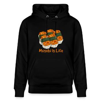 Musubi Love - Ambiance culinaire hawaïenne - Sweat à capuche bio CRUISER Stanley/Stella Unisexe - noir - Devant - Alina (178cm) & Michal (187cm)