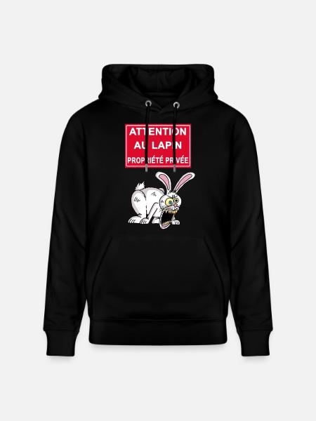 Attention au lapin blanc - Sweat à capuche bio CRUISER Stanley/Stella Unisexe - noir