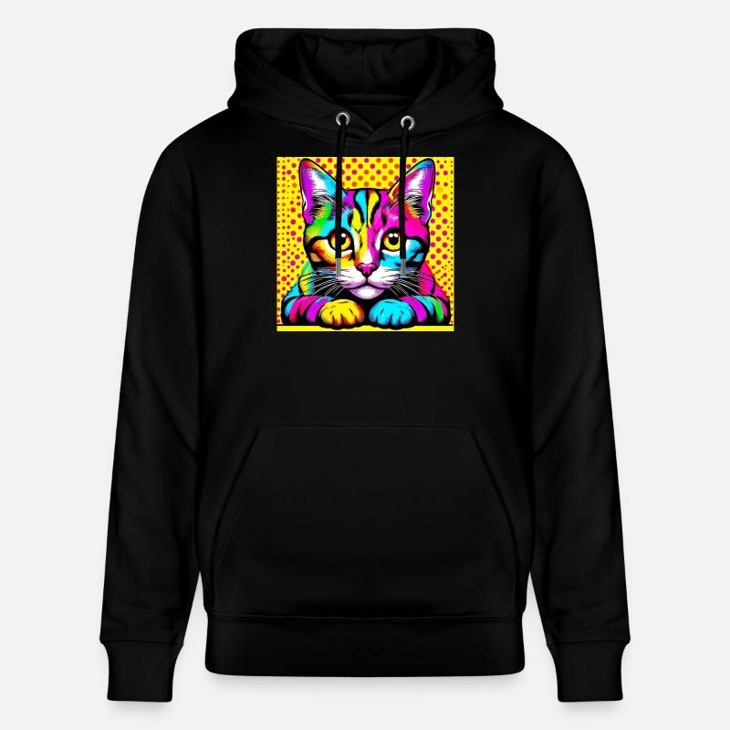 Chat Pop Art - Sweat à capuche bio CRUISER Stanley/Stella Unisexe - noir