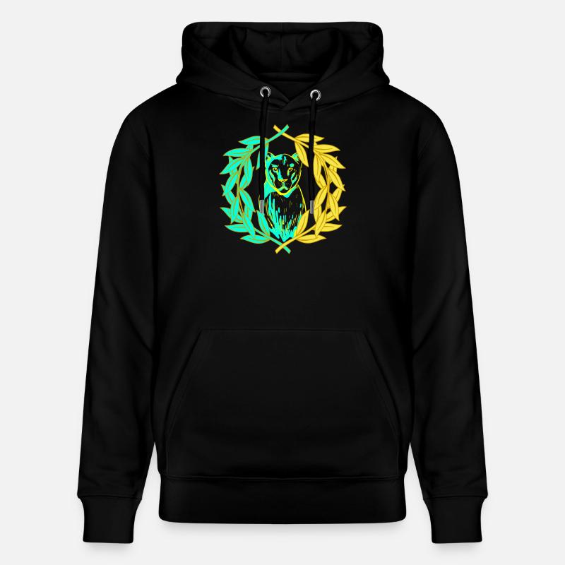 Leopard Tiger Katze Lorbeerkranz - Stanley/Stella Unisex Bio-Hoodie CRUISER  - Schwarz
