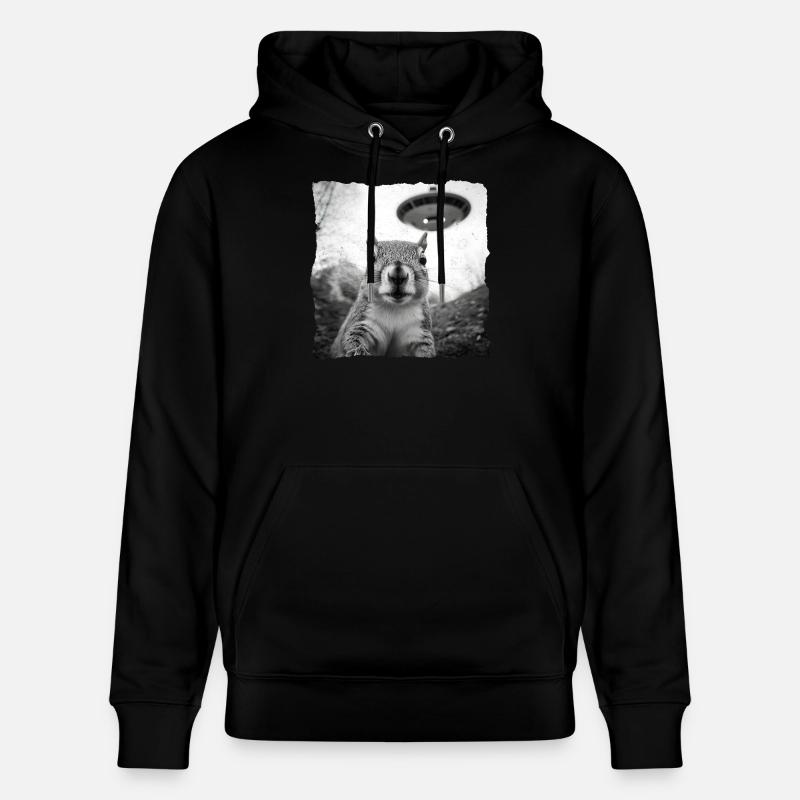 Alien Squirrel Encounter – Fun Sci-Fi - Stanley/Stella CRUISER Unisex Organic Hoodie - black