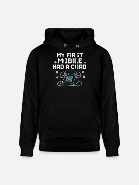 My first phone had a cable - Stanley/Stella CRUISER Unisex Organic Hoodie - black