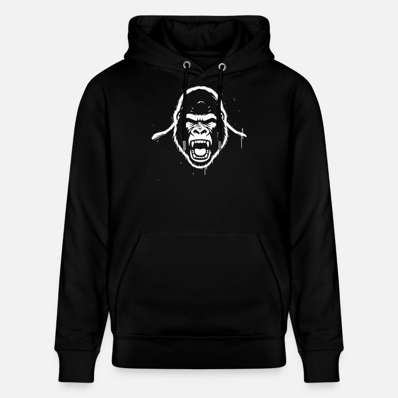 wuetender-gorilla-stencil-grunge-vector_path12 - Stanley/Stella Unisex Bio-Hoodie CRUISER  - Schwarz