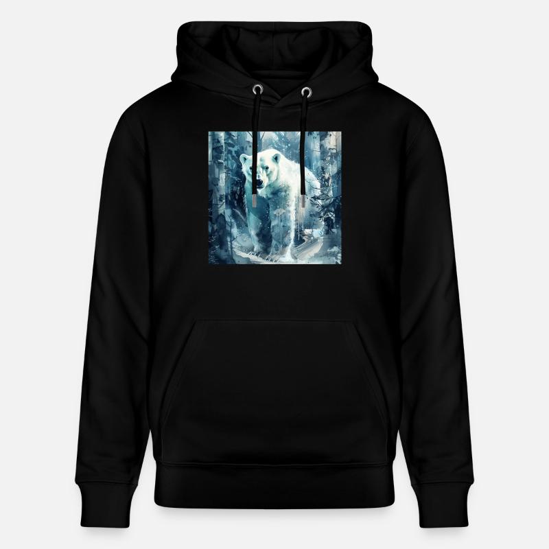 Ours blanc - Sweat à capuche bio CRUISER Stanley/Stella Unisexe - noir