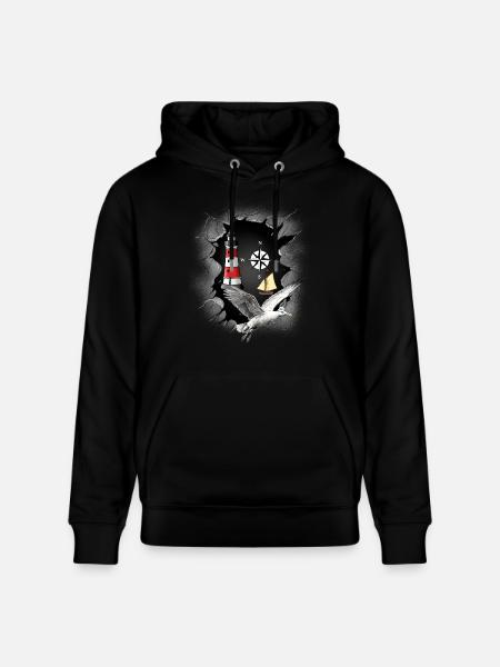 Seagull Lighthouse Compass Lighthouses Seagulls - Stanley/Stella CRUISER Unisex Organic Hoodie - black