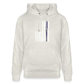 Baseball Sport Baseballspieler Pitcher Catcher USA - Stanley/Stella Unisex Bio-Hoodie CRUISER  - Beige meliert - Vorne - Alina (178cm) & Michal (187cm)