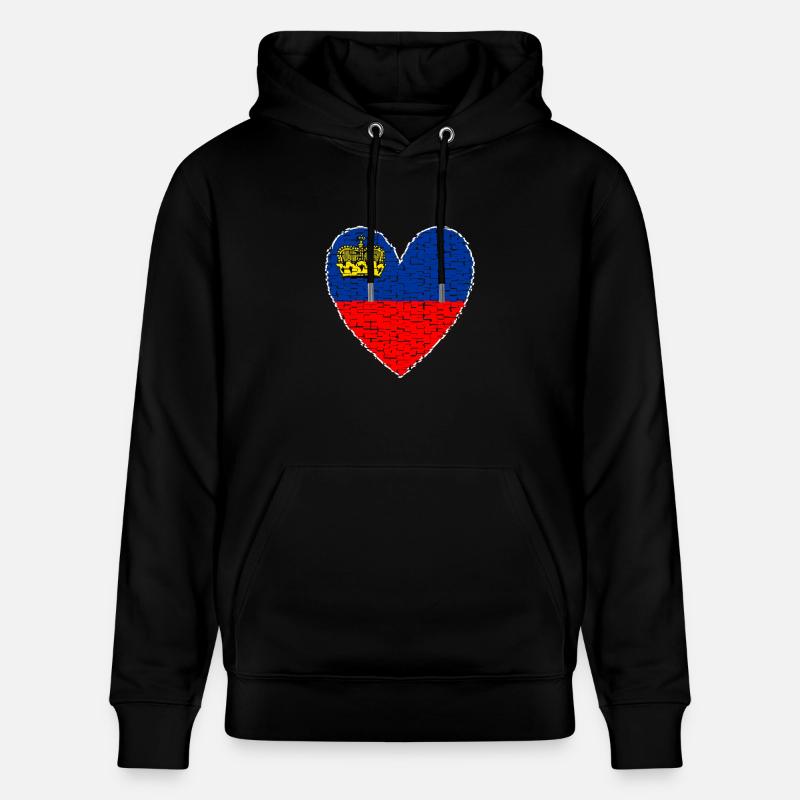 Drapeau du Liechtenstein Coeur Vaduz - Sweat à capuche bio CRUISER Stanley/Stella Unisexe - noir