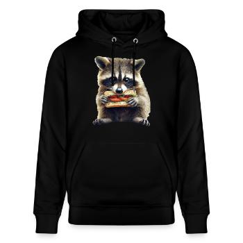 Waschbär - Stanley/Stella Unisex Bio-Hoodie CRUISER  - Schwarz - Vorne - Alina (178cm) & Michal (187cm)