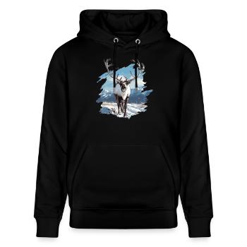 Caribou Karibus Karibu - Stanley/Stella Unisex Bio-Hoodie CRUISER  - Schwarz - Vorne - Alina (178cm) & Michal (187cm)