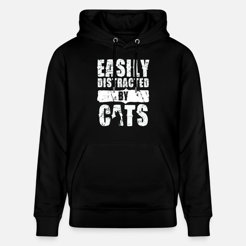 Facilement distrait par les chats - Sweat à capuche bio CRUISER Stanley/Stella Unisexe - noir