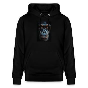 Chimpanzee Schimpansen Schimpanse - Stanley/Stella Unisex Bio-Hoodie CRUISER  - Schwarz - Vorne - Alina (178cm) & Michal (187cm)
