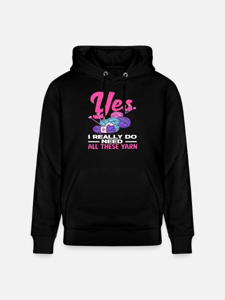Ja jag behöver sticka all den här ullen - Ekologisk luvtröja CRUISER unisex från Stanley/Stella - svart