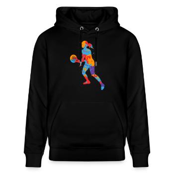 Joueur de padel Filles colorées Padel Tennis - Sweat à capuche bio CRUISER Stanley/Stella Unisexe - noir - Devant - Alina (178cm) & Michal (187cm)