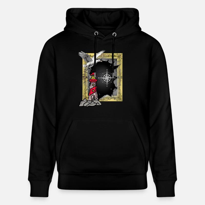 Maritim Leuchtturm Möwe Möwen - Stanley/Stella Unisex Bio-Hoodie CRUISER  - Schwarz