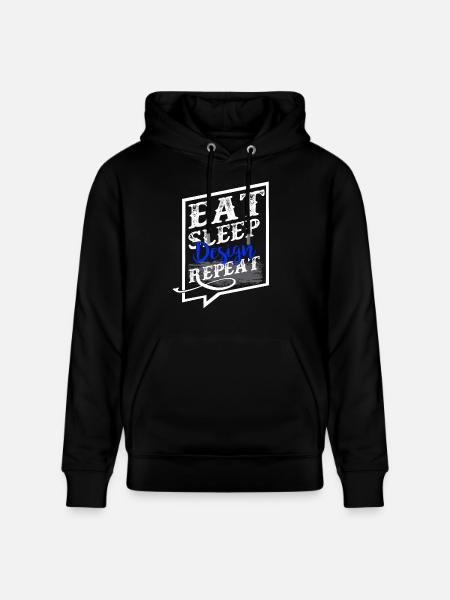 Architect Eat Sleep Design Repeat - Stanley/Stella CRUISER Unisex Organic Hoodie - black