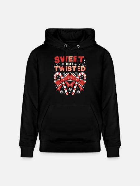 Candy Cane Sweet But Twisted Funny Christmas Xmas - Stanley/Stella CRUISER Unisex Organic Hoodie - black
