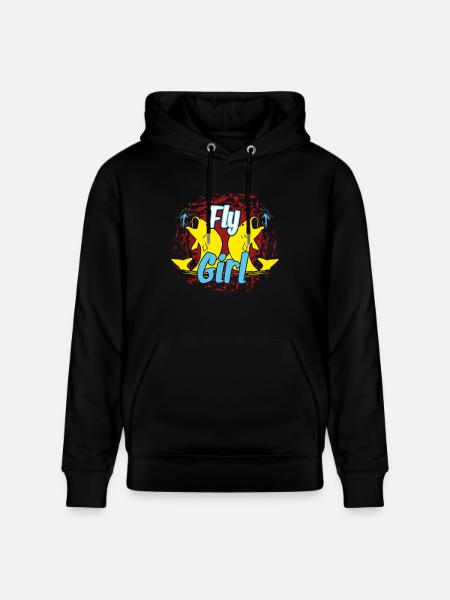 Fly Fishing Girl - Stanley/Stella CRUISER Unisex Organic Hoodie - black