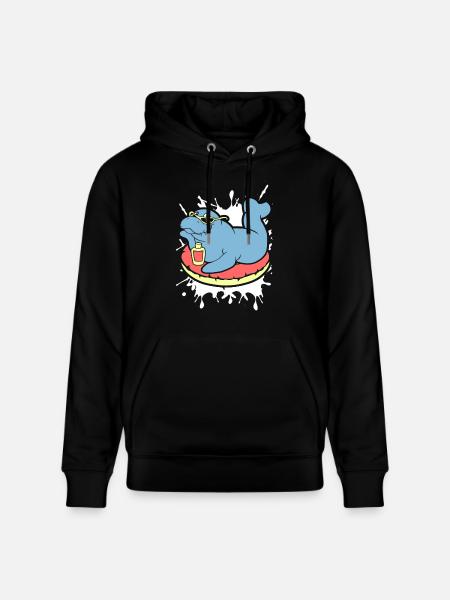 Funny Manatee Does Sunbath - Stanley/Stella CRUISER Unisex Organic Hoodie - black