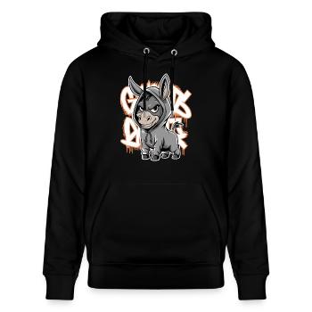 Esel Urban Animal Style Tierliebhaber - Stanley/Stella Unisex Bio-Hoodie CRUISER  - Schwarz - Vorne - Alina (178cm) & Michal (187cm)